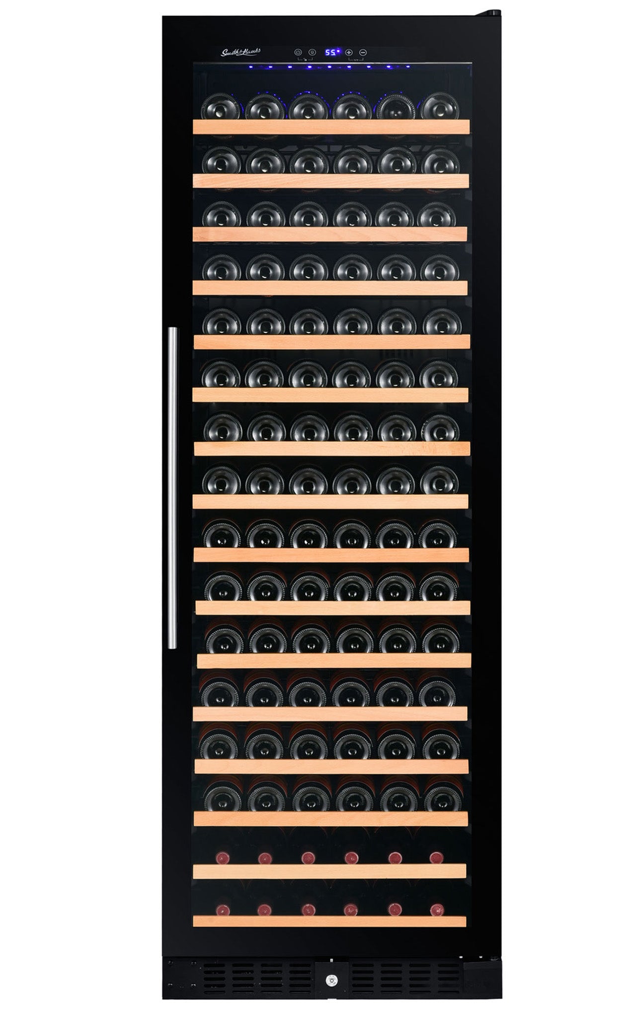 166 Bottle Single Zone Black Glass Wine Refrigerator