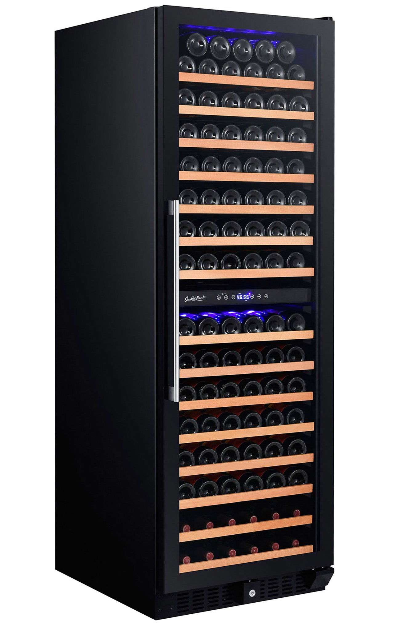 166 Bottle Dual Zone Black Glass Wine Refrigerator