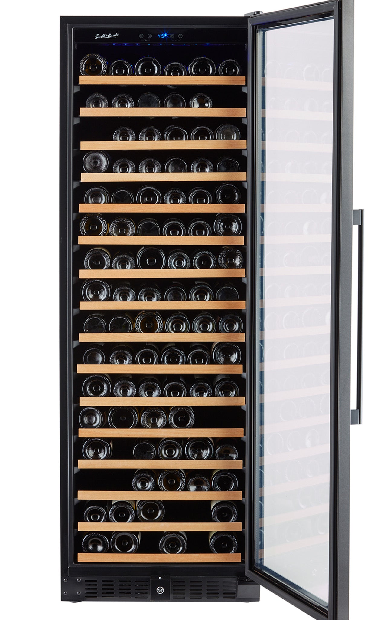 166 Bottle Black Stainless Wine Refrigerator, Single Zone
