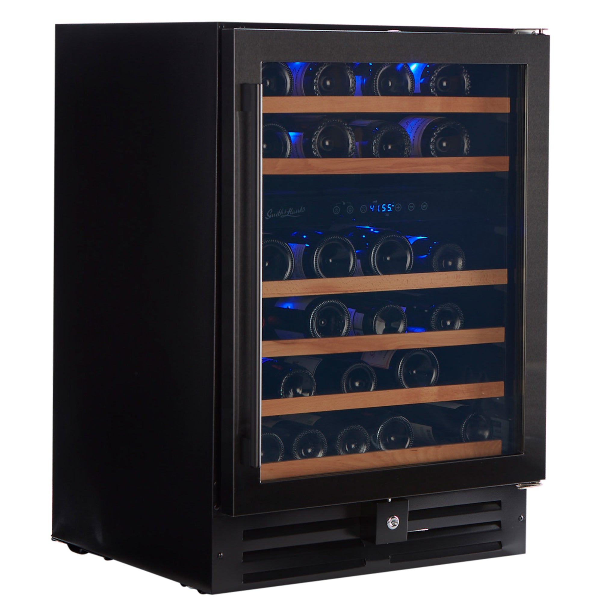 46 Bottle Black Stainless Under Counter Wine Cooler, Dual Zone